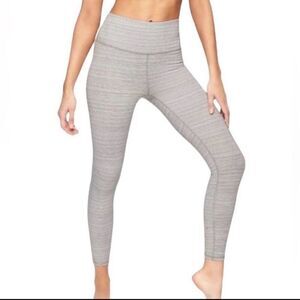 ATHLETA Beige High Rise Jacquard Chaturanga 7/8 Tights in Quail Beige!